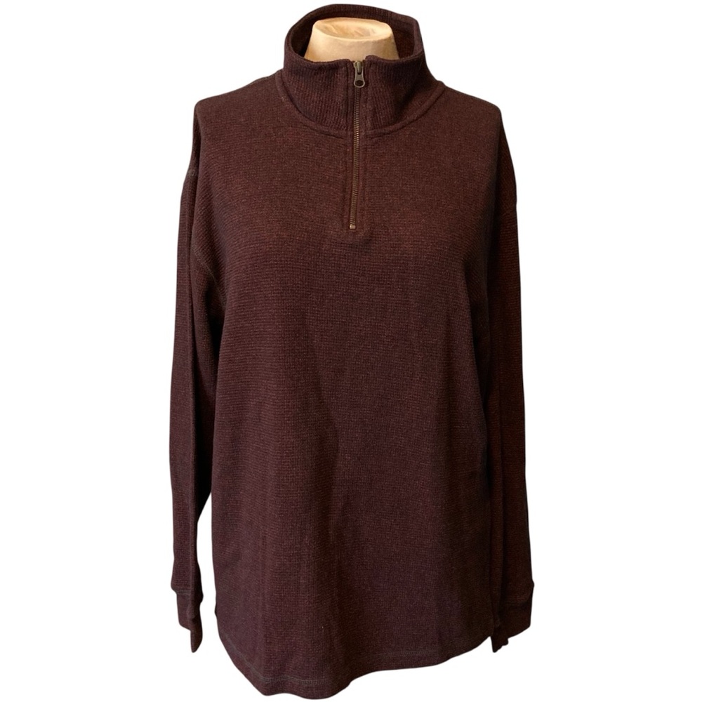 Red Head Brand Co. Quarter Zip Knit Long Sleeve Mock‎ Turtleneck | Burgundy